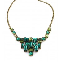 Emerald Geo Stone Mosaic Art Deco Necklace